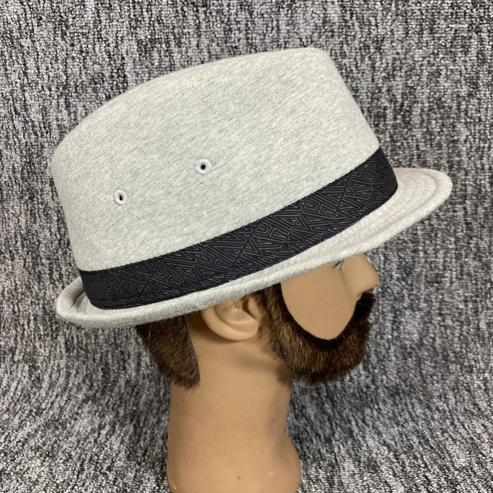 Tony Hawk Fedora Hat Mens L/XL Heather Grey Knit Trilby Skull Crossbones Pin